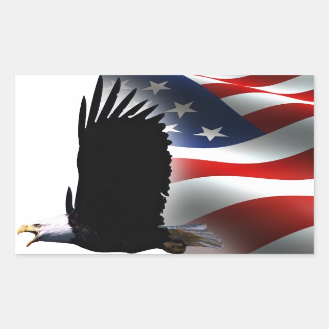 Bald Eagle Flies the Flag Memorial Day Rectangular Sticker (Front)