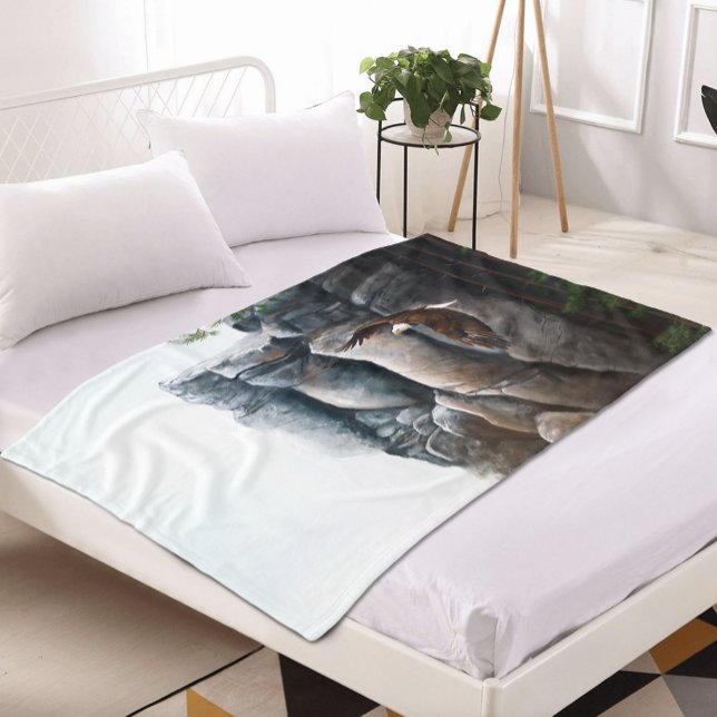 Bald Eagle Flight Rocks Fleece Blanket (Creator Uploaded)