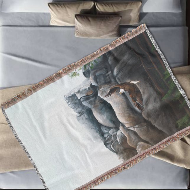 Bald Eagle Flight Rocks Throw Blanket (Creator Uploaded)