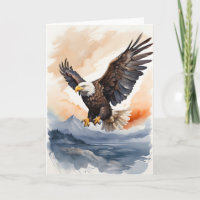 Bald Eagle Flying Above the Ocean Blank