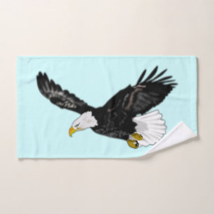 Bald Eagle Flying Blue Bath Towels - Custom Colour