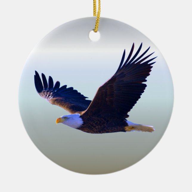 Bald Eagle Flying Ceramic Tree Decoration (Front)