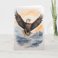 Bald Eagle Flying High Above the Ocean Blank