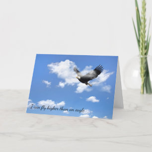 Bald Eagle flying in clouds Card