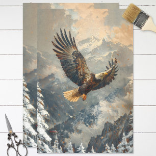 Bald Eagle Flying Over Mountains Decoupage Tissue Paper