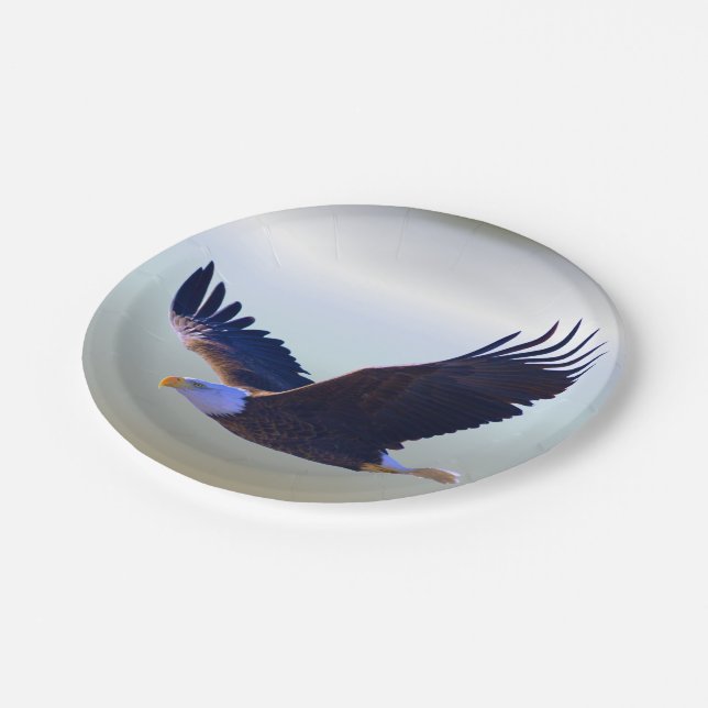 Bald Eagle Flying Paper Plate (Angled)