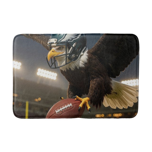 Bald Eagle Flying With a Football Bath Mat (Front)