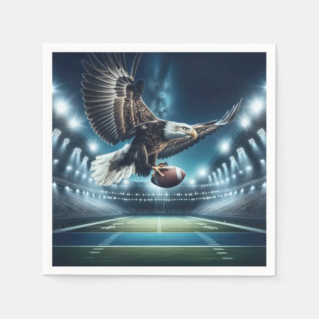 Bald Eagle Flying with a Football Napkin (Front)
