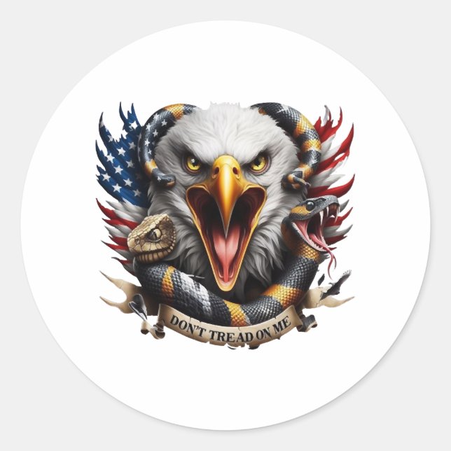 Bald Eagle Gadsden Snake Combo2 Classic Round Sticker (Front)
