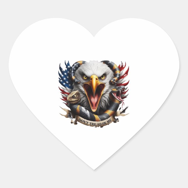 Bald Eagle Gadsden Snake Combo2 Heart Sticker (Front)