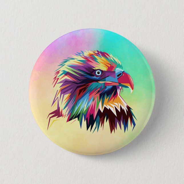 Bald Eagle Geometric Prismatic Design-80590 6 Cm Round Badge (Front)