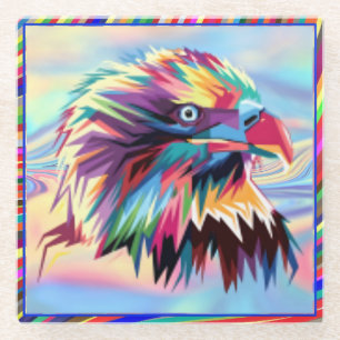 Bald Eagle Geometric Prismatic Design-80590 Glass Coaster