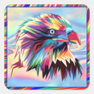 Bald Eagle Geometric Prismatic Design-80590 Square Sticker