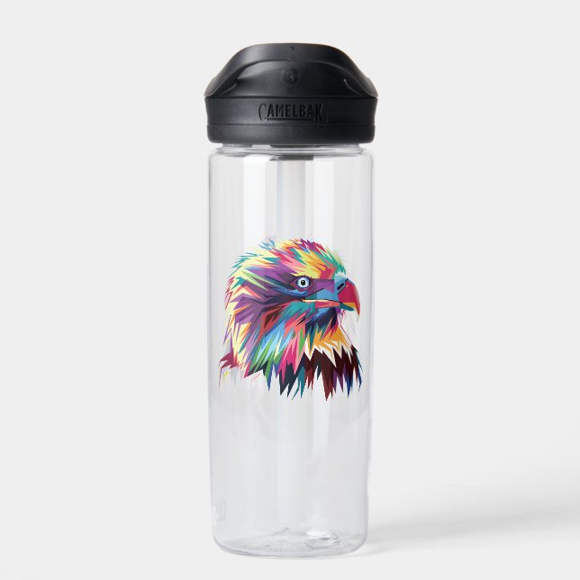 Bald Eagle Geometric Prismatic Design-80590 Water Bottle (Back)