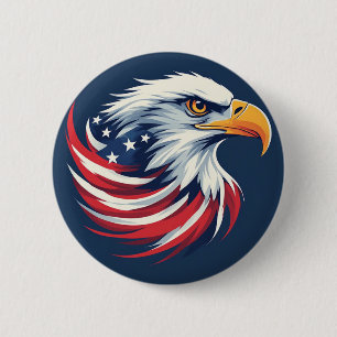 Bald Eagle Gift for Him – USA Patriotic Artwork 6 Cm Round Badge