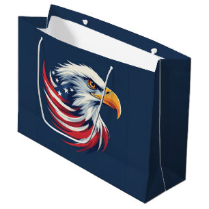 Bald Eagle Gift for Him – USA Patriotic Artwork Large Gift Bag