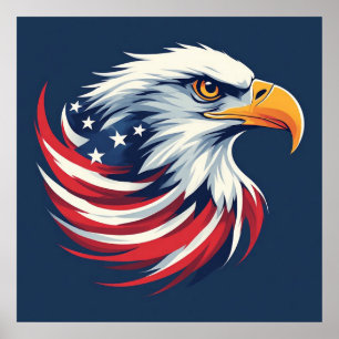 Bald Eagle Gift for Him – USA Patriotic Artwork Poster
