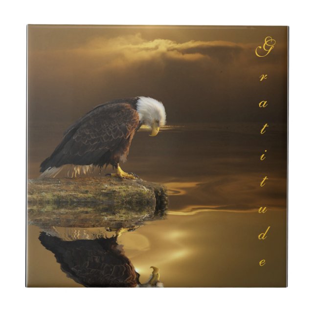 Bald Eagle Gratitude Decorative Tile (Front)