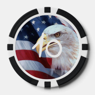 bald Eagle head American flag Fourth of July Poker Chips