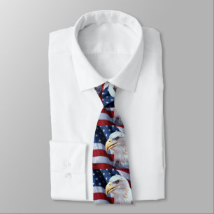bald Eagle head American flag Fourth of July Tie