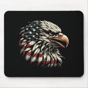 Bald Eagle Head American Flag USA Patriotic Men Wo Mouse Pad