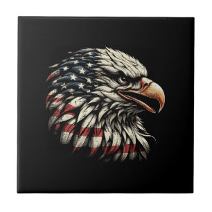 Bald Eagle Head American Flag USA Patriotic Men Wo Tile