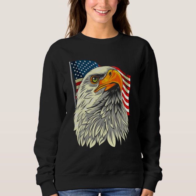 Bald Eagle Head With Stars And Stripes Flag   Amer Sweatshirt (Front)