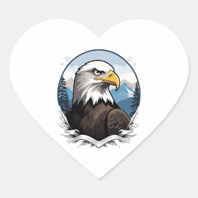 Bald Eagle Heart Sticker (Front)