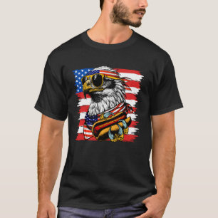 Bald Eagle Hotdog 4th of July US American Flag Pat T-Shirt