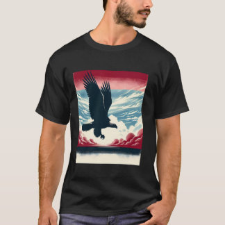 Bald Eagle Hunting With Flag In Sky Long Sleeve T  T-Shirt
