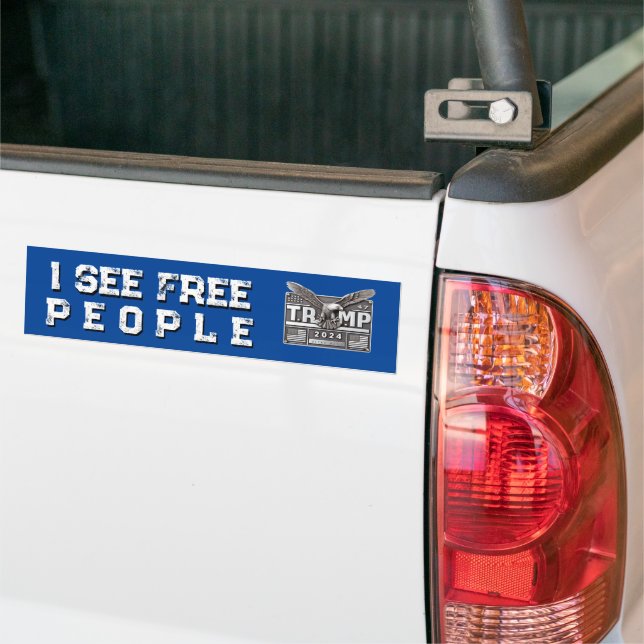 BALD EAGLE , I SEE FREE PEOPLE , TRUMP 2024 BUMPER STICKER (On Truck)