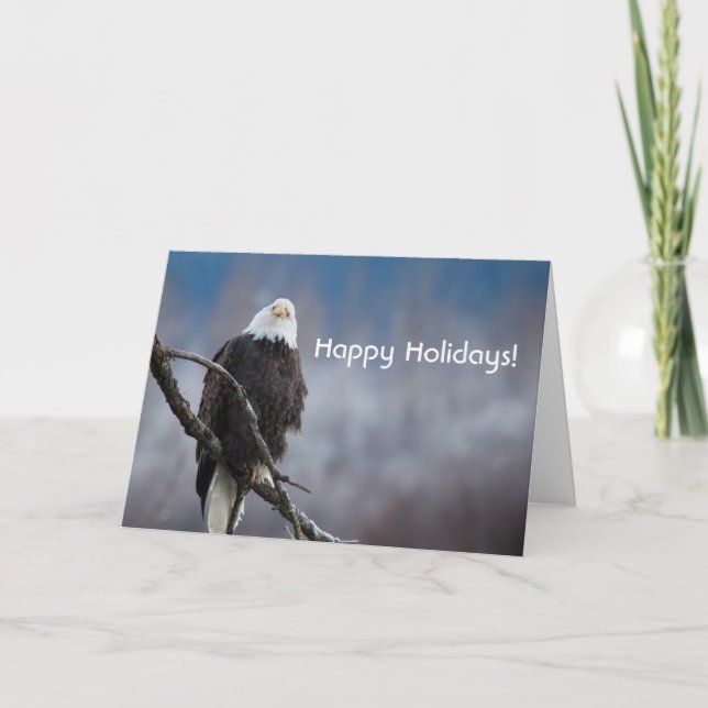 Bald Eagle in a tree holiday card (Front)