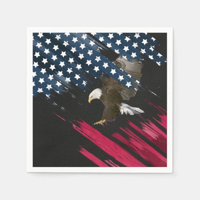 Bald Eagle in American Flag Abstract  Napkin (Front)