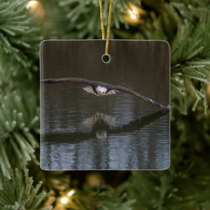 Bald Eagle in Flight Ceramic Ornament