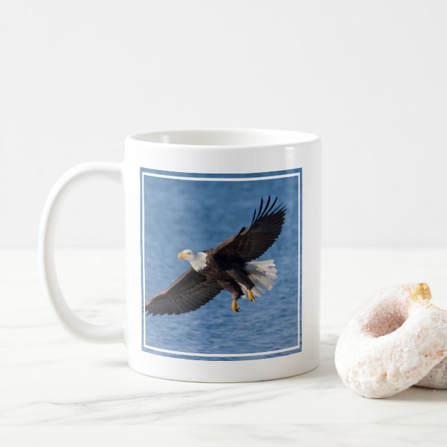 Bald eagle in flight coffee mug (With Donut)