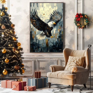 Bald Eagle in Flight: Dynamic Impasto Art Canvas Print