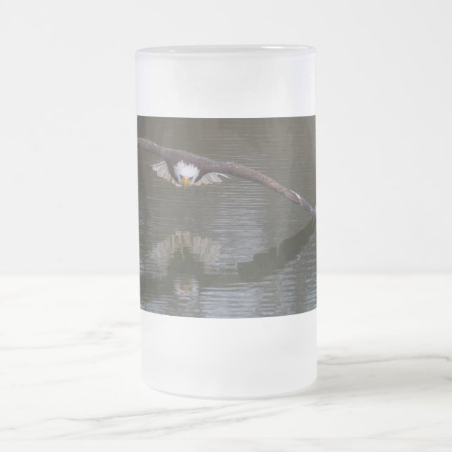 Bald Eagle in Flight Frosted Glass Beer Mug (Center)