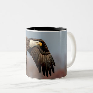 Bald Eagle in flight Two-Tone Coffee Mug