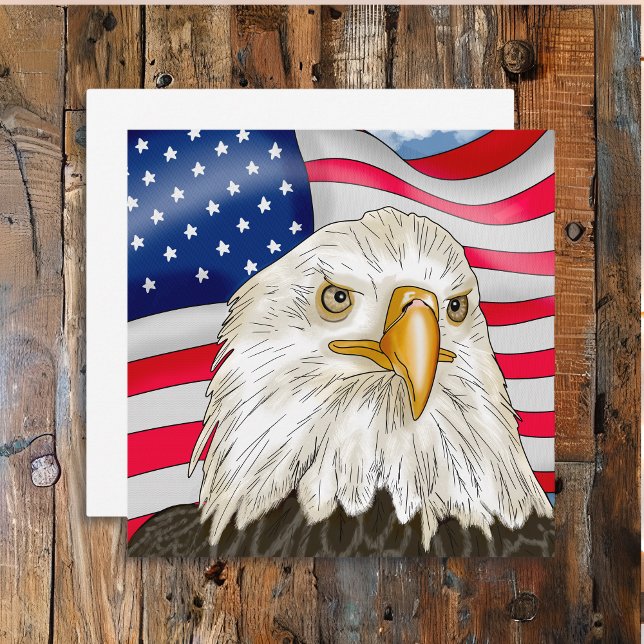 Bald Eagle in front of American Flag Patriotic Art (Creator Uploaded)