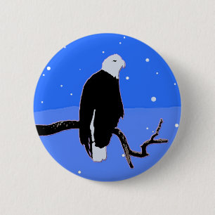Bald Eagle in Winter  - Original Wildlife Art 6 Cm Round Badge