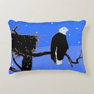 Bald Eagle in Winter  - Original Wildlife Art Decorative Cushion
