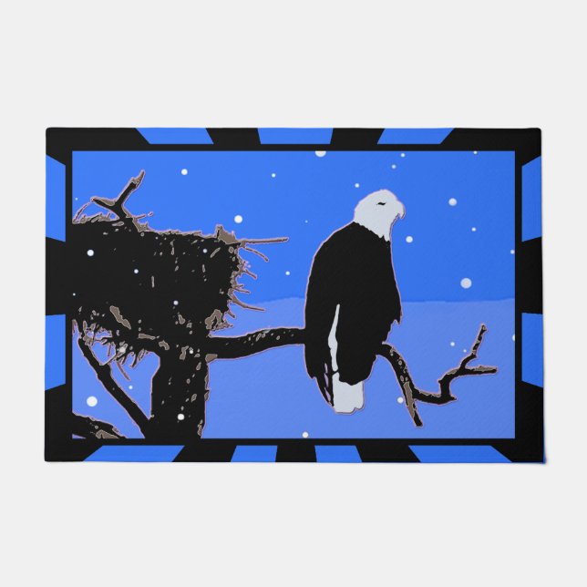 Bald Eagle in Winter  - Original Wildlife Art Doormat (Front)