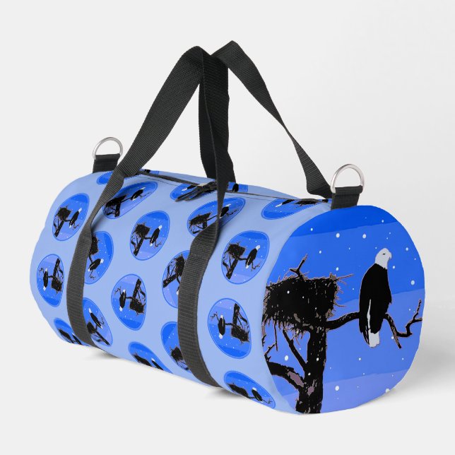 Bald Eagle in Winter  - Original Wildlife Art Duffle Bag (Left Corner)