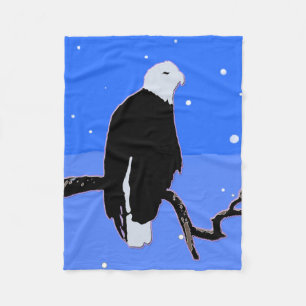 Bald Eagle in Winter  - Original Wildlife Art Fleece Blanket