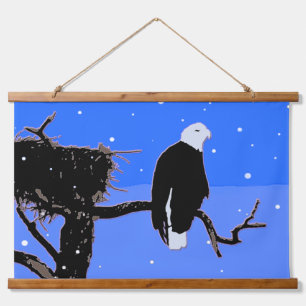 Bald Eagle in Winter - Original Wildlife Art Hanging Tapestry