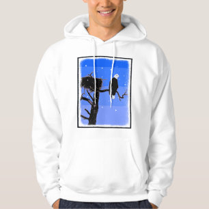 Bald Eagle in Winter  - Original Wildlife Art Hoodie