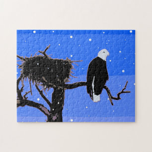 Bald Eagle in Winter  - Original Wildlife Art Jigsaw Puzzle