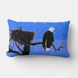 Bald Eagle in Winter - Original Wildlife Art Lumbar Cushion