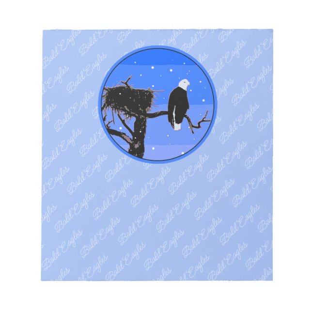Bald Eagle in Winter  - Original Wildlife Art Notepad (Front)