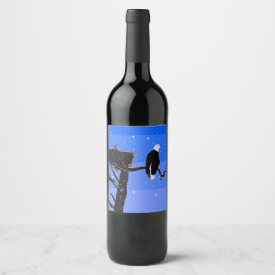 Bald Eagle in Winter  - Original Wildlife Art Wine Label